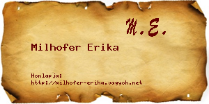 Milhofer Erika névjegykártya